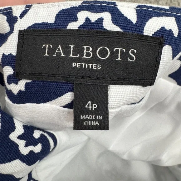 Talbots Lace Trimmed Woodblock Floral Stretch Cotton Canvas Skirt - Picture 4 of 7